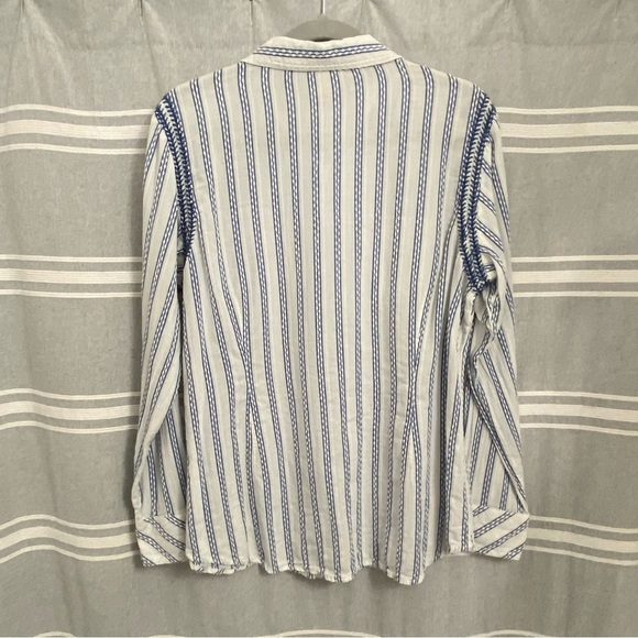 ARIAT / Blue and White Striped Embroidered Long Sleeve Button Down Shirt Size XL - Picture 3 of 13